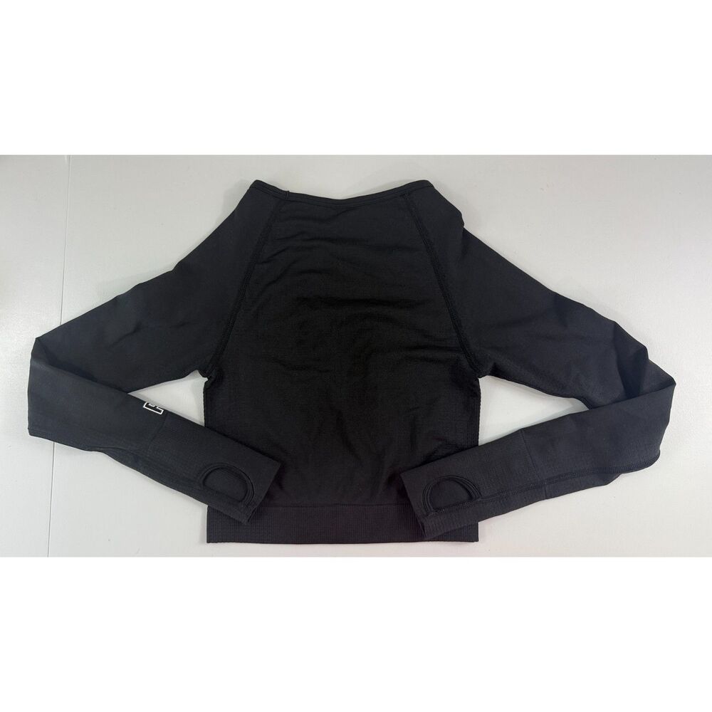 PINK Victoria's Secret Active Women’s XS Black Seamless Long Sleeve Crop Top - Picture 2 of 8